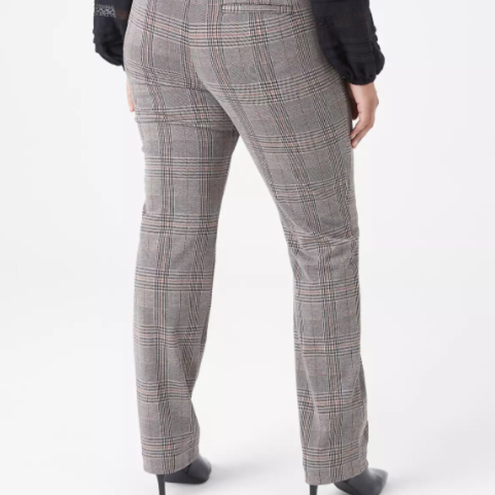 Lane Bryant Pull On Ponte Straight Leg Pant Rust Glen Plaid Size 24 - Picture 3 of 6